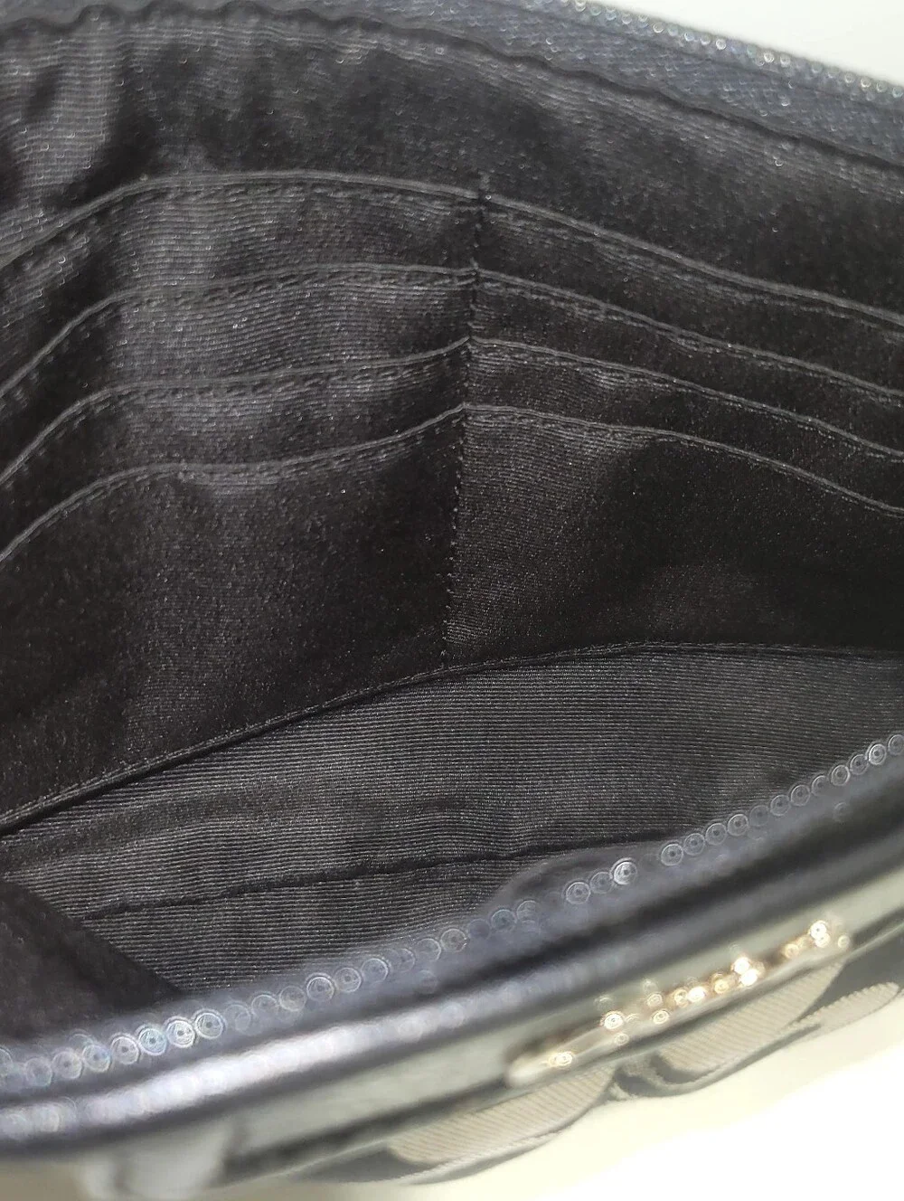 Coach Signature Canvas Leather Large Wristlet Black & Gray Purse